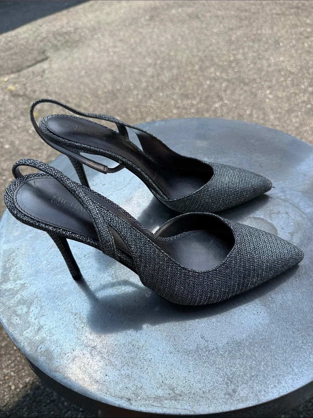 Women's  Silver  Pointed Toe Slingback Heels